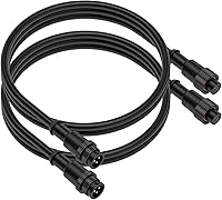 Vista 11 de BTF-LIGHTING Conector eléctrico de tuerca metálica de 2 pines, 18 AWG IP68, conector hembra macho de 7.87 pulgadas/7.9 in, cable de extensión