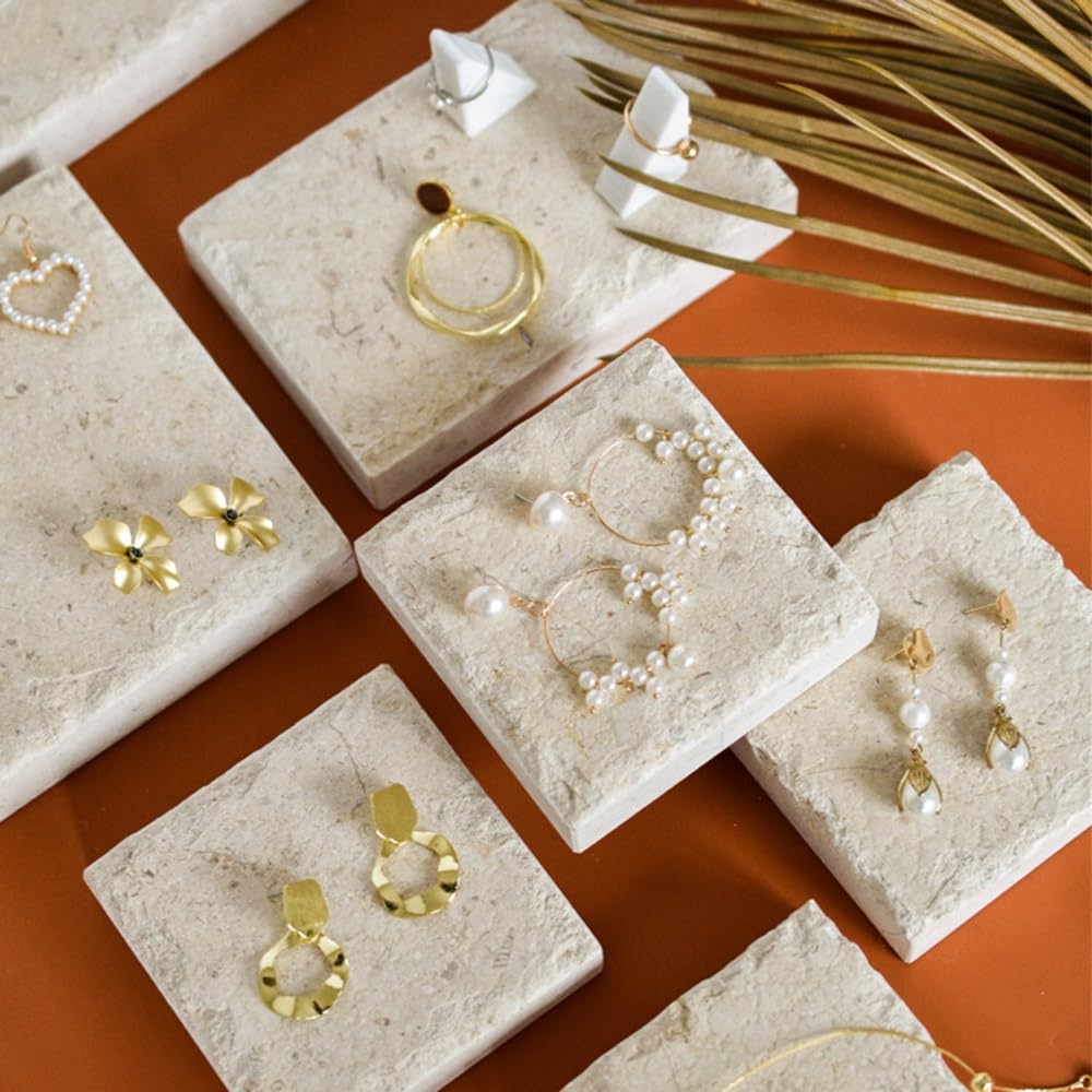 Schmuckständer Schmuck-Display-Set aus weißem Marmor mit Rillendesign | For Halsketten, Ohrringe, Ringe