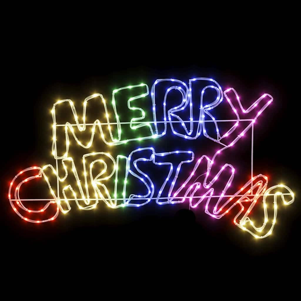 Weihnachtsschild mit 240 LEDs Mehrfarbig, robustem PVC, 99,5 x 54 cm, für Innen und Außen, Festliche Weihnachtsdeko, Weihnachtsbaumschmuck, Christbaumschmuck, Tannenbaum-Ornamente