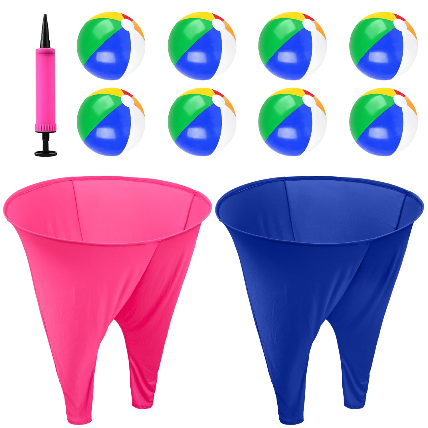 OMKSIH Granny Pants Yard Game 2Pcs Freaky Party Games Pants with 8 Bouncy Balls and 1 Air Pump Fun Multiplayer Party Giant Outdoor Game Backyard Party Field Day Reunion Games for Family(Fuchsia Blue)