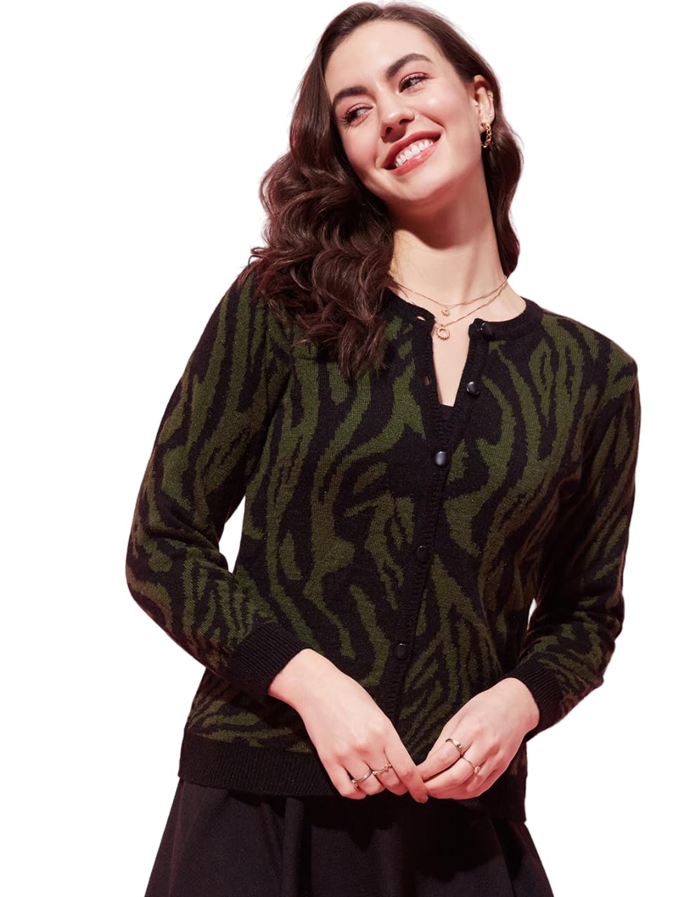 modeve Animal Print Round Neck Casual Women Sweater-picture-16