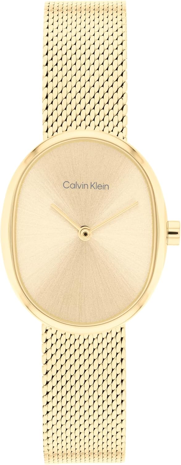 Calvin Klein Women’s Euphoria Quartz Watch - Mesh Bracelet, Oval Shaped Case - Water Resistant Up to 30m - Modern, Versatile Timepiece - Gift for Her 23.2mm