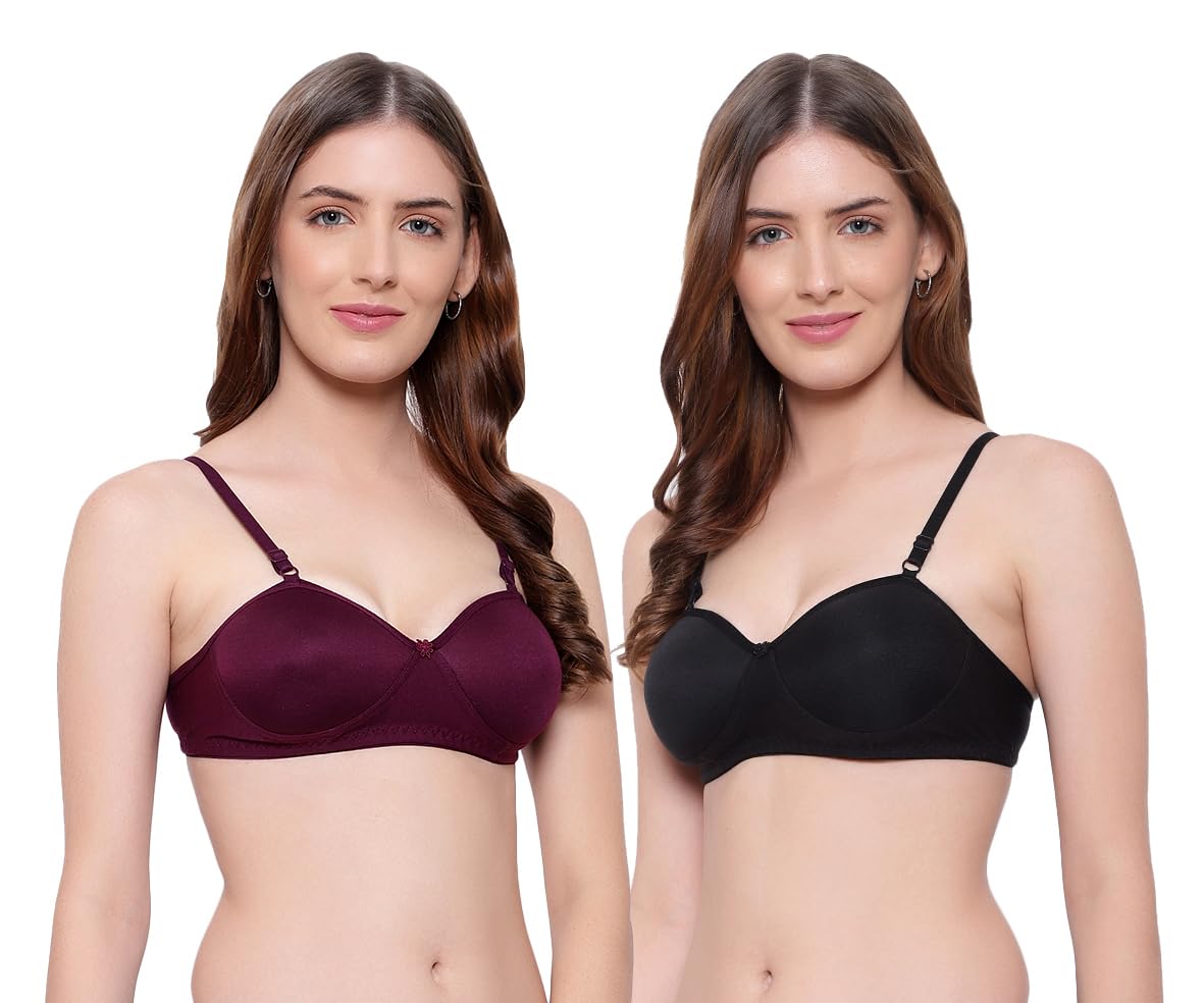 KYODO Women's Cotton Lightly Padded Bra with Adjustable Straps | Bra for Women | Women Bra Non-Padded Wire Free | Women Bra Full Coverage | Half Bra Cotton Bra for Women & Girls for Daily Use