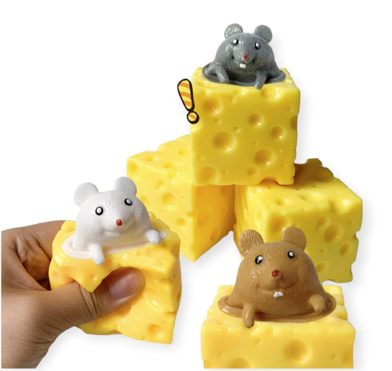 AGC Toys for Kids, Mouse in Cheese Squeezing Pop Up Rat Mice in A Cute Cheese Stress Reliver Anixiety Removal Toys for Kids Birthday Gifts Party Favors (Pack of 1) (Color As Per Availability)