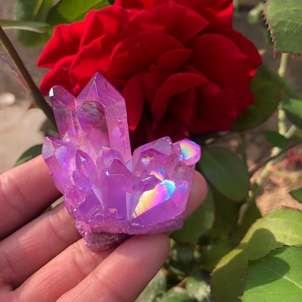 Purple Flame Halo Quartz Crystal Cluster (Size : 5pcs)