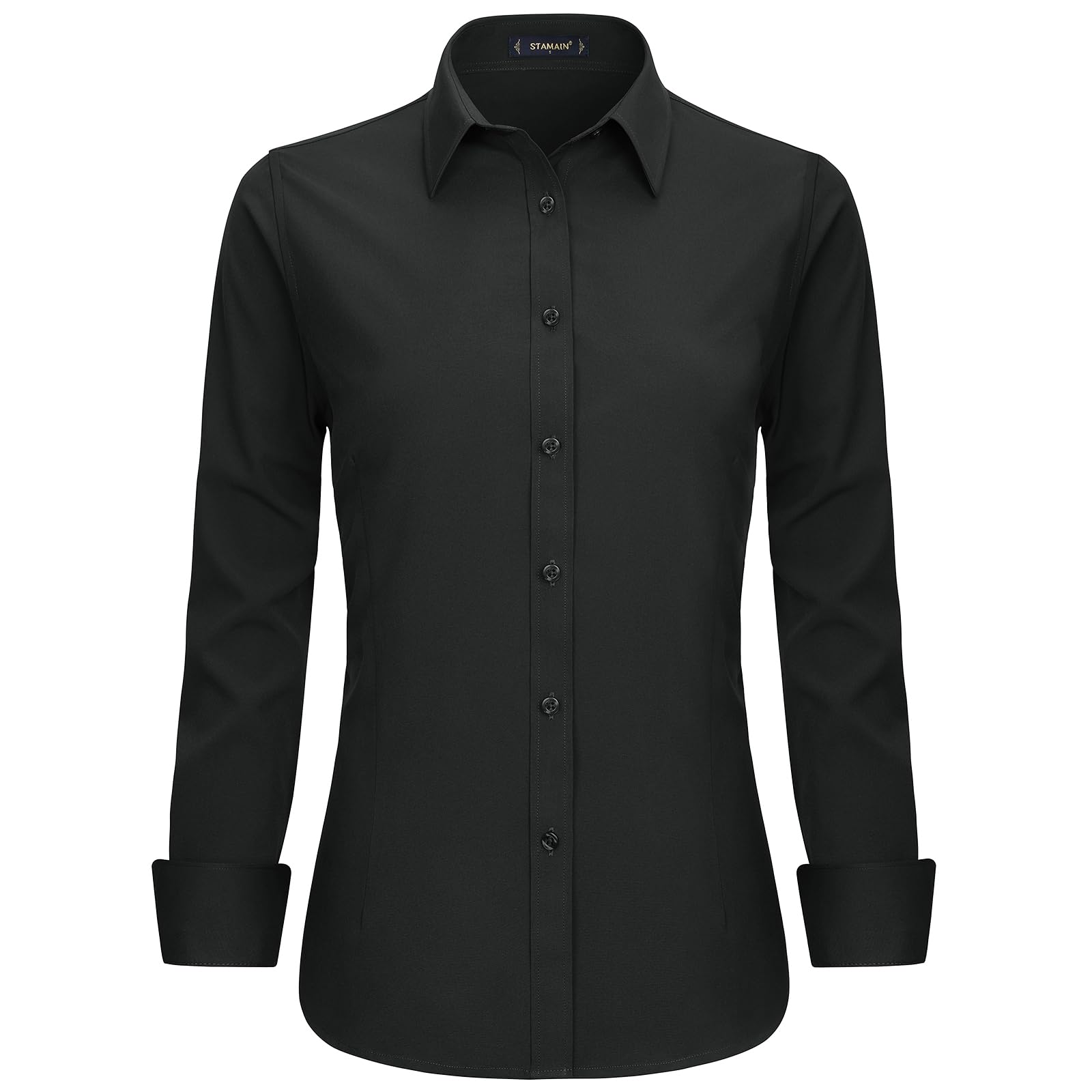 Chemises à Manches Longues pour Femmes Chemisier Femme Chic et élégant Chemise de Travail Femme Couleur Unie S-4XL