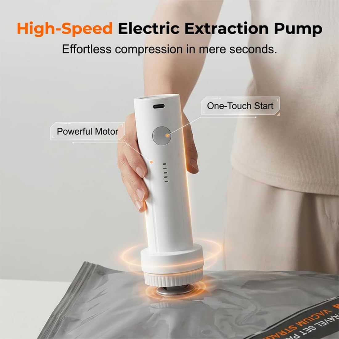10er Set Vakuumbeutel mit kabelloser elektrischer Pumpe, wiederverwendbare Aufbewahrungsbeutel für Reise & Haus, platzsparende Vakuumtaschen für Kleidung & Bettzeug (S,M,L) (10PC+Wireless Pump)