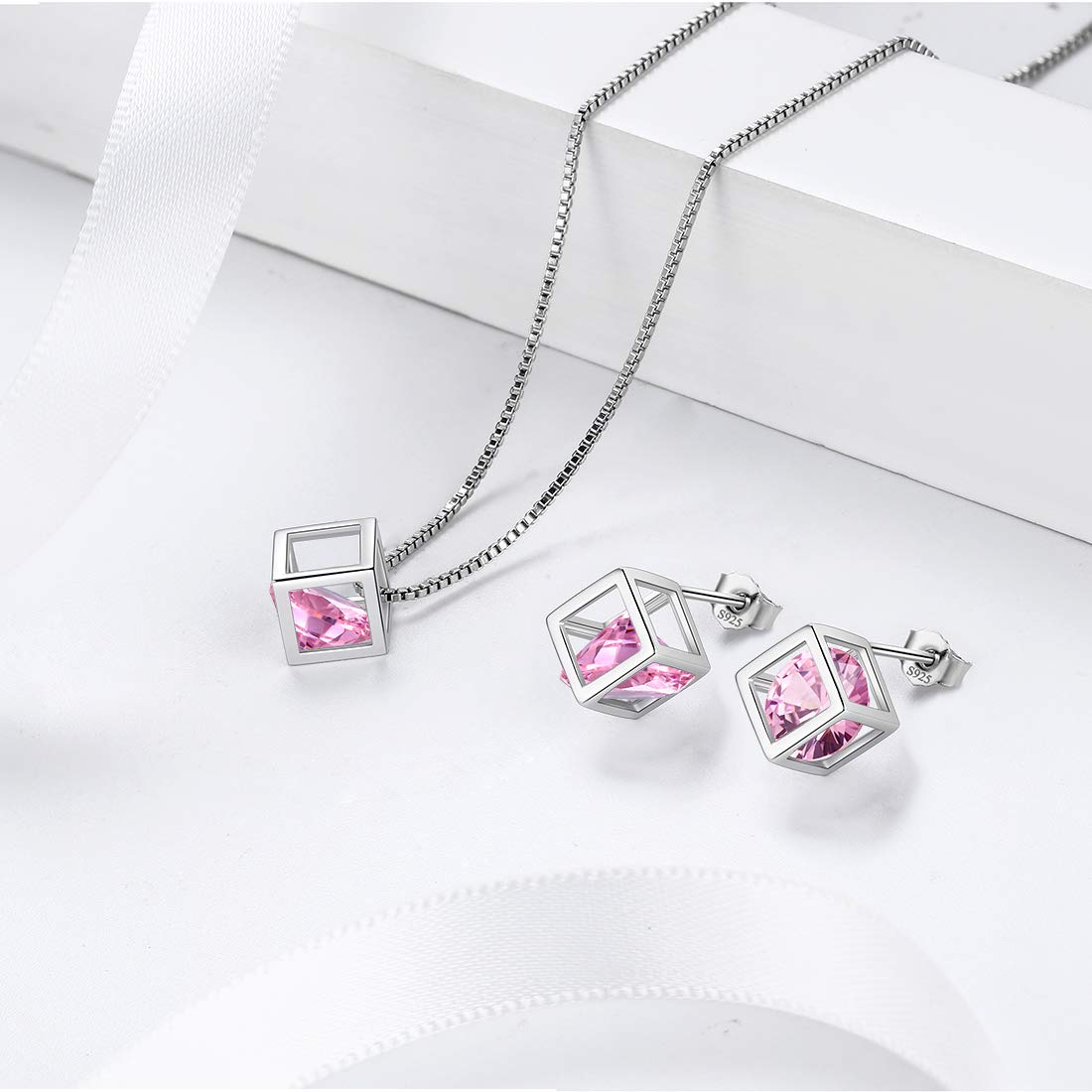 Aurora Tears Set di gioielli in argento Sterling 925 con pietra portafortuna per donne e ragazze, cristallo, opale