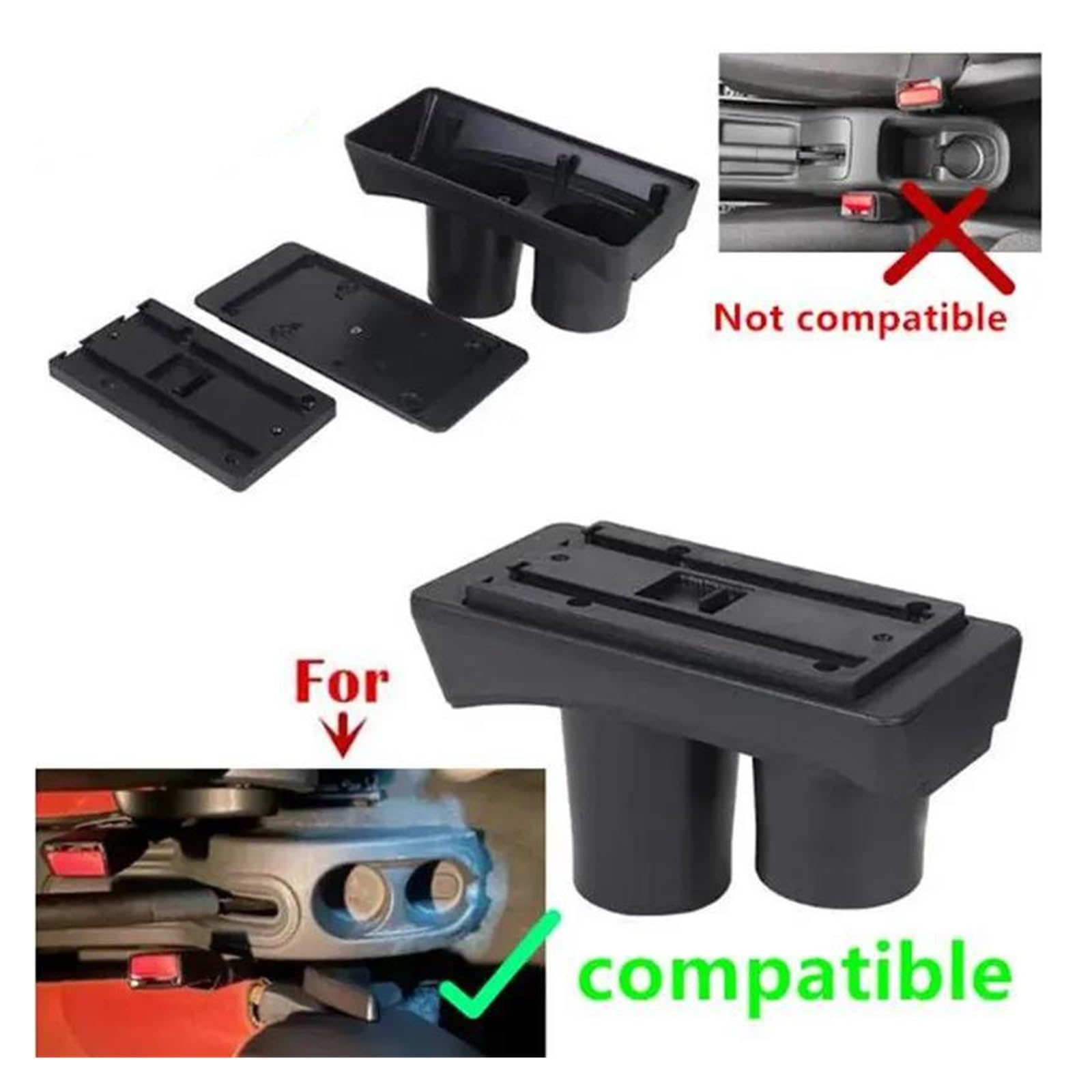 accoudoirs boîte de rangement Pour Citroën C3 C2 Accoudoir Rangement Double Couche Porte Gobelet Intégré Accessoires Dédiés(Charge rapide W1)