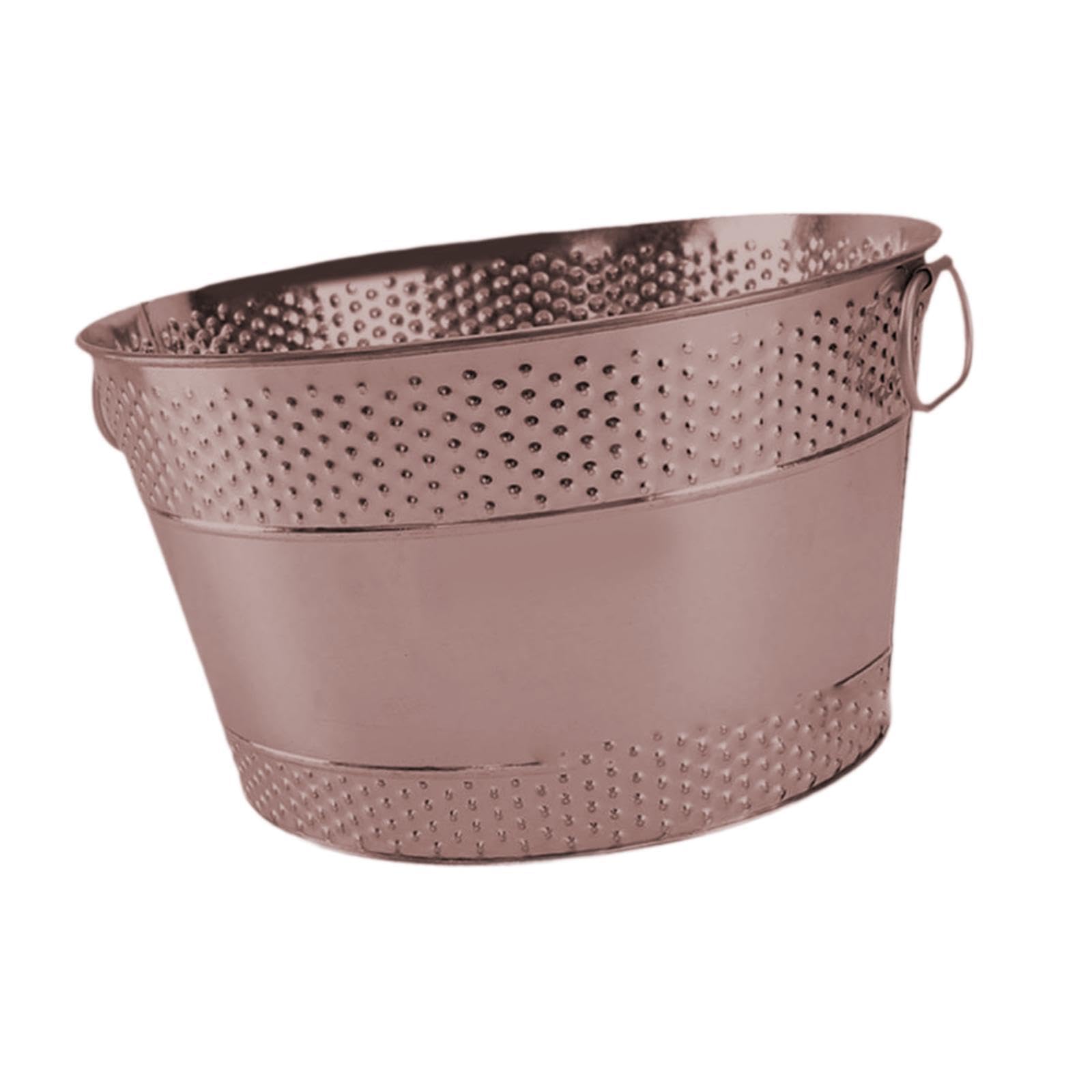 Seau à Glace En Métal Galvanisé Contenant Bac à Boissons Rafraîchisseur Bière Vin Poignée Portable Rangement Facile et Adapté Aux Fêtes Restauran, Bronze