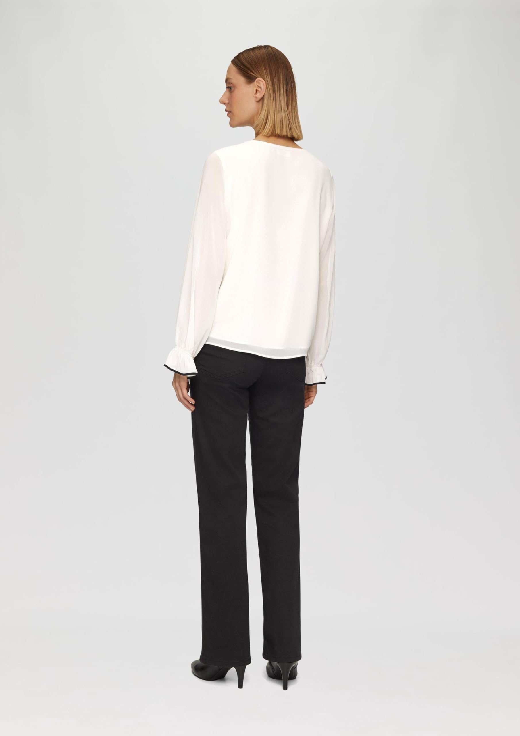 Chiffon-Bluse mit Rüschen-Besatz