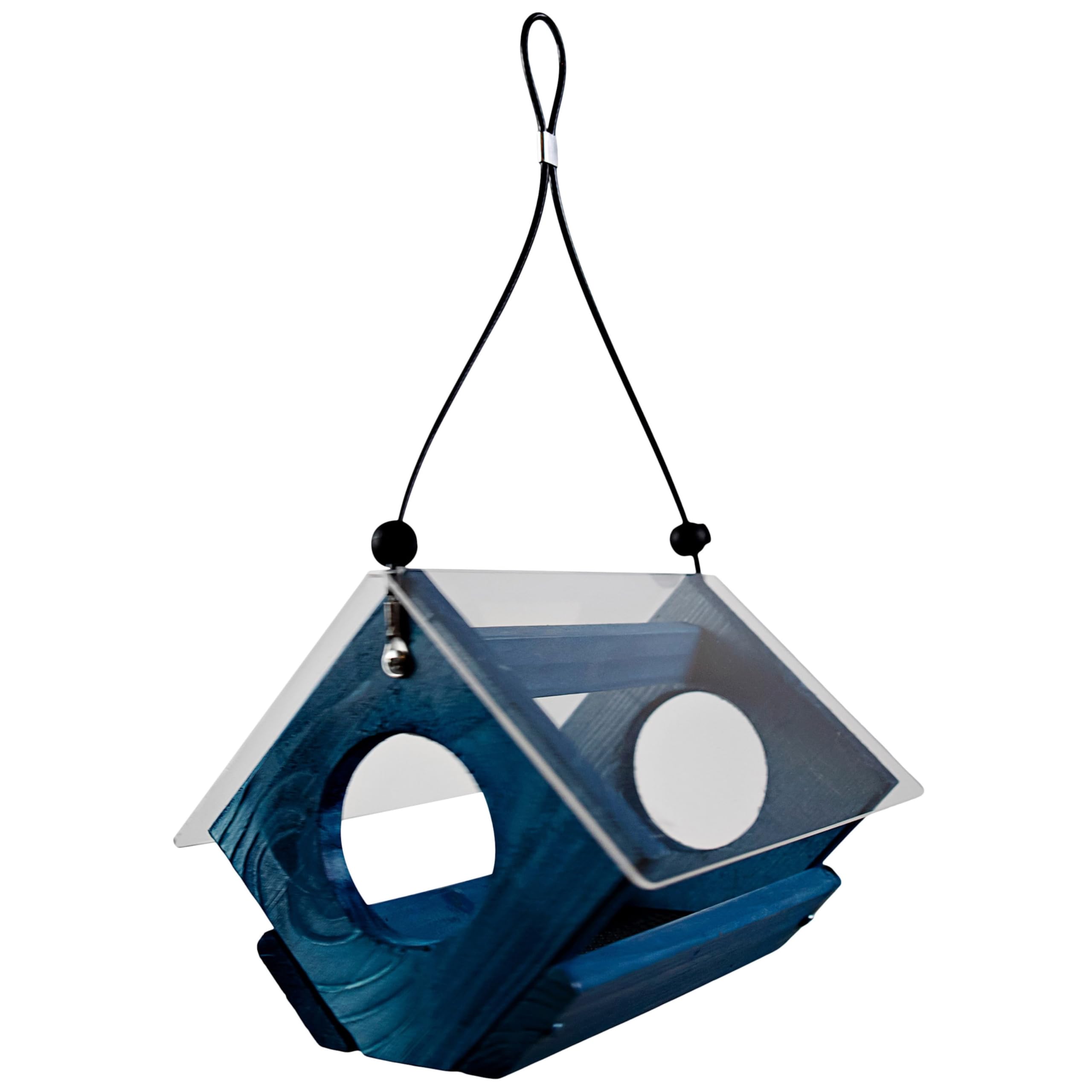 Petite Bluebird - Comedero con Techo de plexiglás y Bandeja de alimentación de Malla de Acero