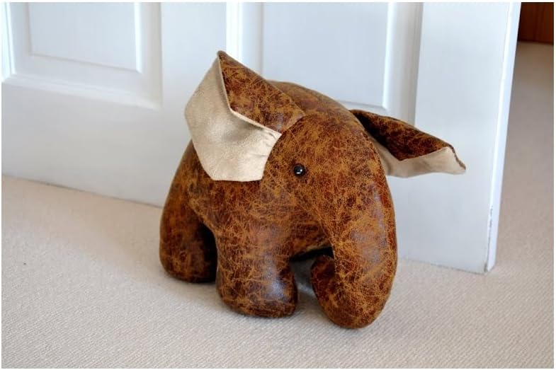 Adorable Large Leather Elephant Doorstop door stop