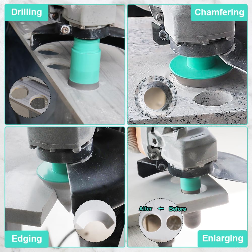 Punte Diamantate Gres Porcellanato -10 Pezzi (20/25/35/40/50/68/110mm+20mm Fresa+50mm Punte Smusso+Adattatore) Trapano Diamantate per Piastrelle in Ceramica, Marmo,Filettatura M14