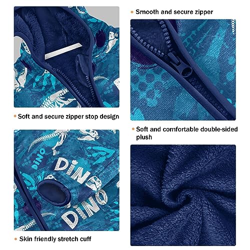 Dinosaur Boys Fleece Hoody Jacket Zip Up Coat Warm Fall Winter Plush Jacket Long Sleeve Outerwear3