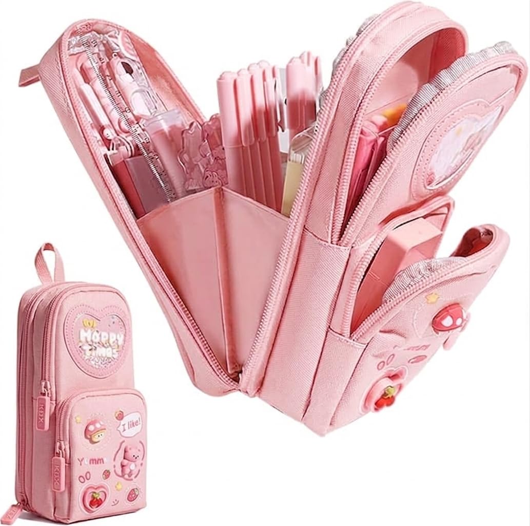 YBN Premium Cute Large Capacity Pencil Pouch 6 Layer with 3 Compartment - Cute Aesthetic Pencil Case for Girls | Multilayer Pen Case Stationery Bag for School, Office & Art Supplies (Multi Design)-image-19