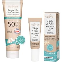 MABYEN Baby & Kids Summer Heroes Set - Mineral Sun Cream SPF 50 & Insect Bite Gel Fragrance & Alcohol Free for Sensitive Skin from Birth Recycled Tubes