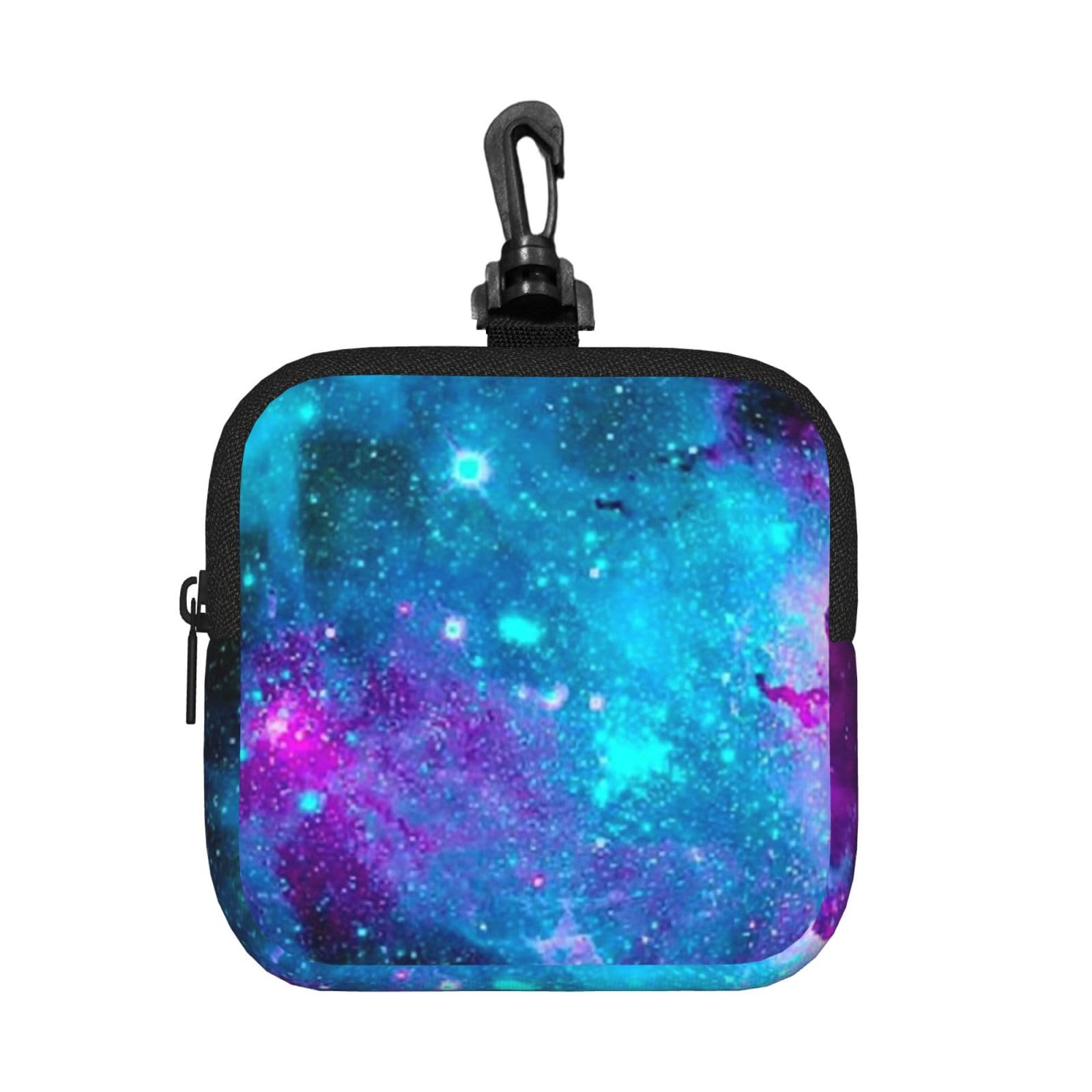 Ercgad Unisex Black Purple Star Sky Print Square Storage Bag Travel Toiletry Cosmetic Organizer Pouch Lightweight Reusable