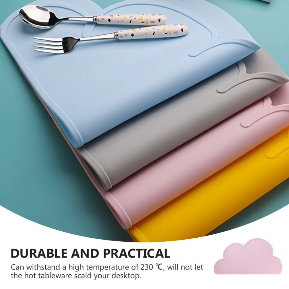 SHERCHPRY 2pcs Silicone Placemat Kids Cloud Shaped Table Mat Placemats for Baby Cloud Table Mat Silicone Table Mats Table Placemats Cloud Shape Placemat Anti-Spill Home Mat Child