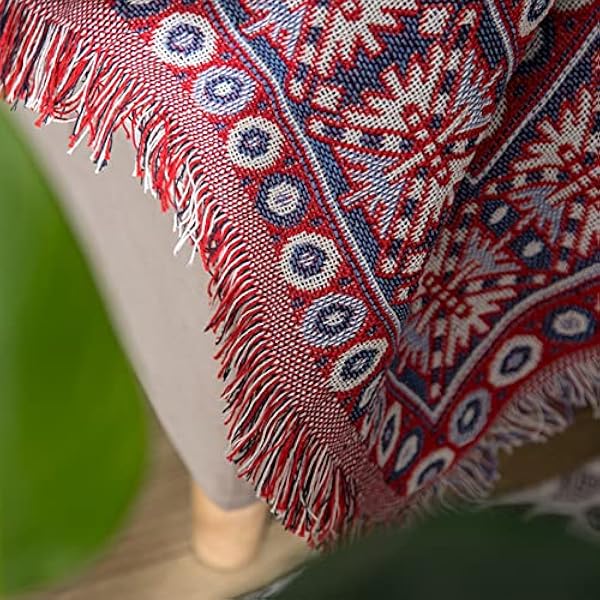 BEAUUP Grote plaid deken, Bohemian Geometry Patroon Kwasten Dekens Multifunctionele Gebreide Plait Voor Slaapbank Bank Fauteuil, Rood, 90x240CM (Rood 230x340CM)