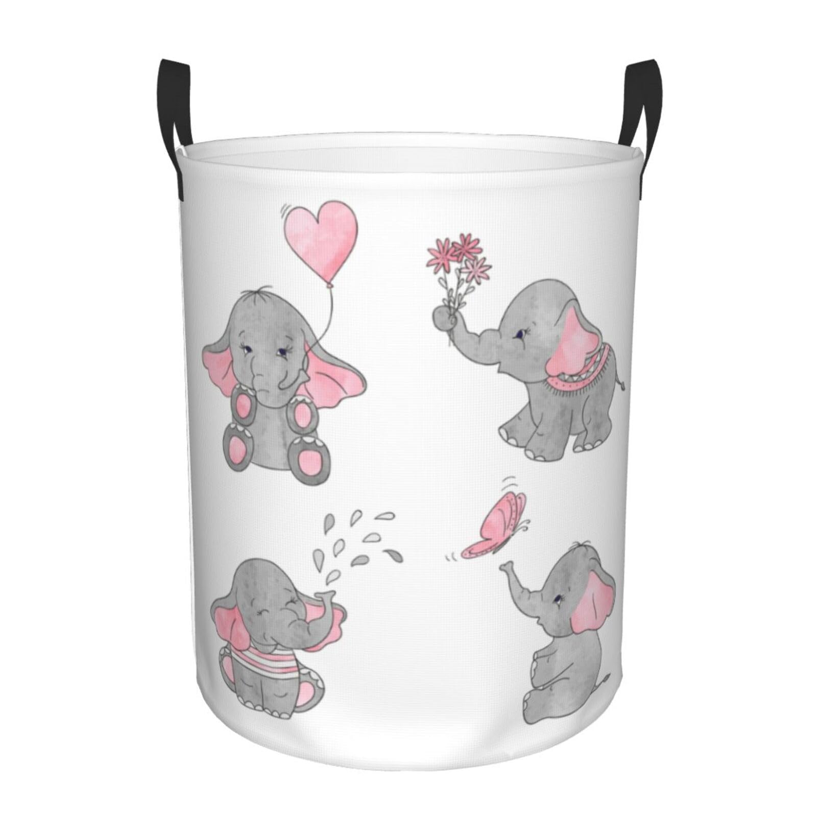 Large Laundry Basket Elephant Washing Basket Collapsible Storage Basket Freestanding Tall Clothes Hamper Foldable Washing Bin for Toys Bedroom