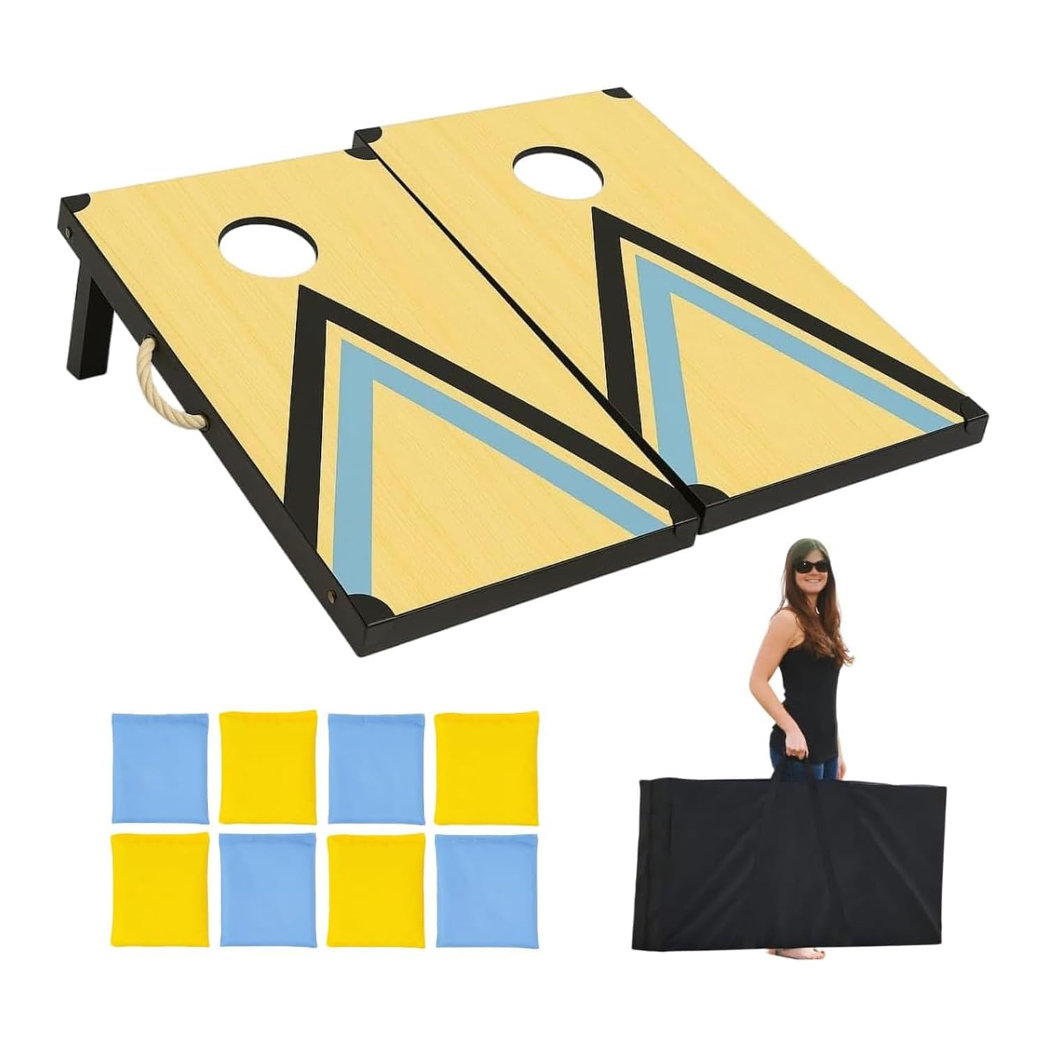 YORKSHIRE HOMEWARE Set of 2 Large Quality Wooden Boards with Carry Bag | Cornhole Bean Bag Toss Game | 8 Bean Bags - Outdoor Game for Adults & Teens | Ideal for Camping, Garden, & Backyard Parties