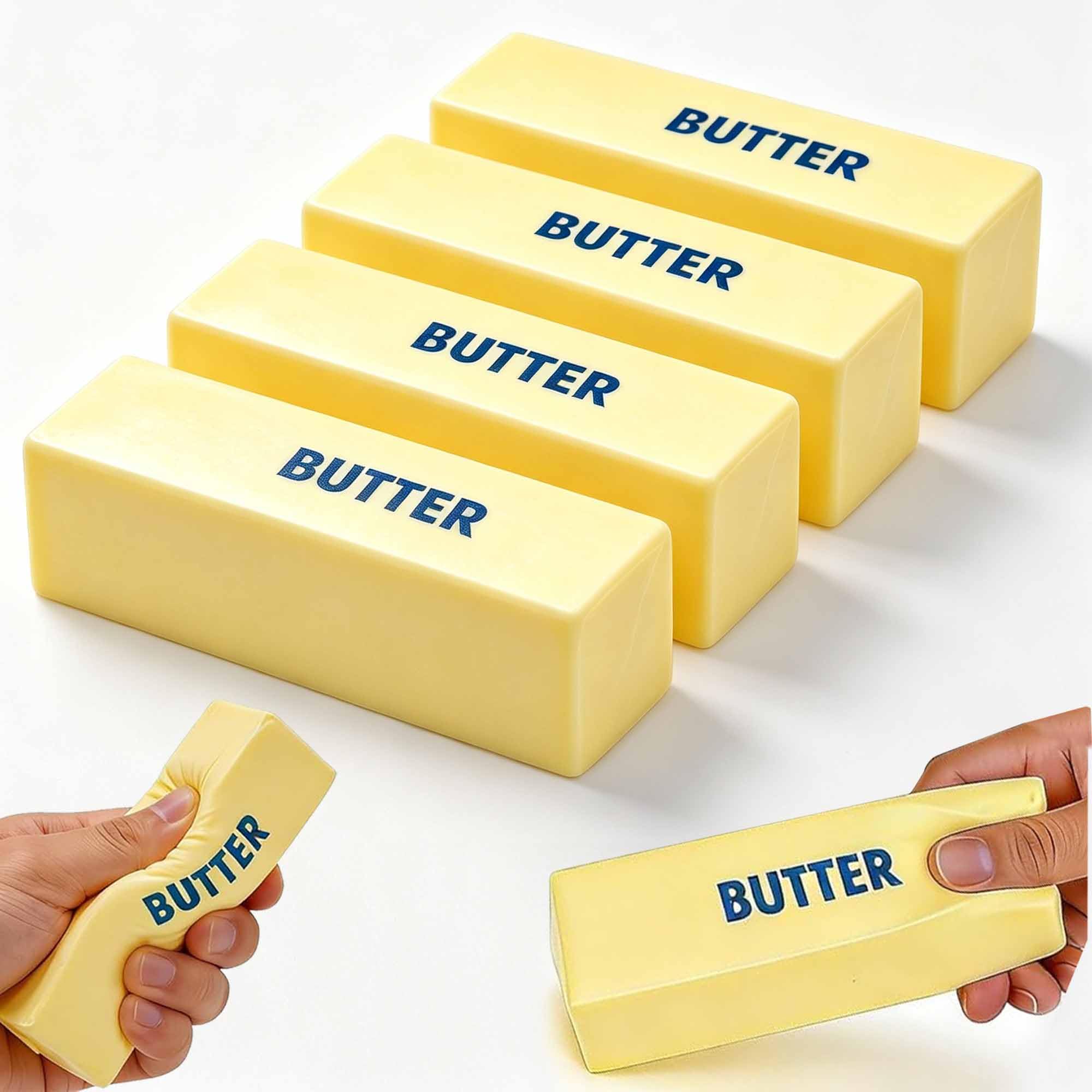 4 Pcs Slow Rising Butter Squishies Fidget Toys Adults, Slow Rebound Stress Balls Stress Relief & Fidget Toys for ADHD, Easter Basket Stuffers Easter Gifts