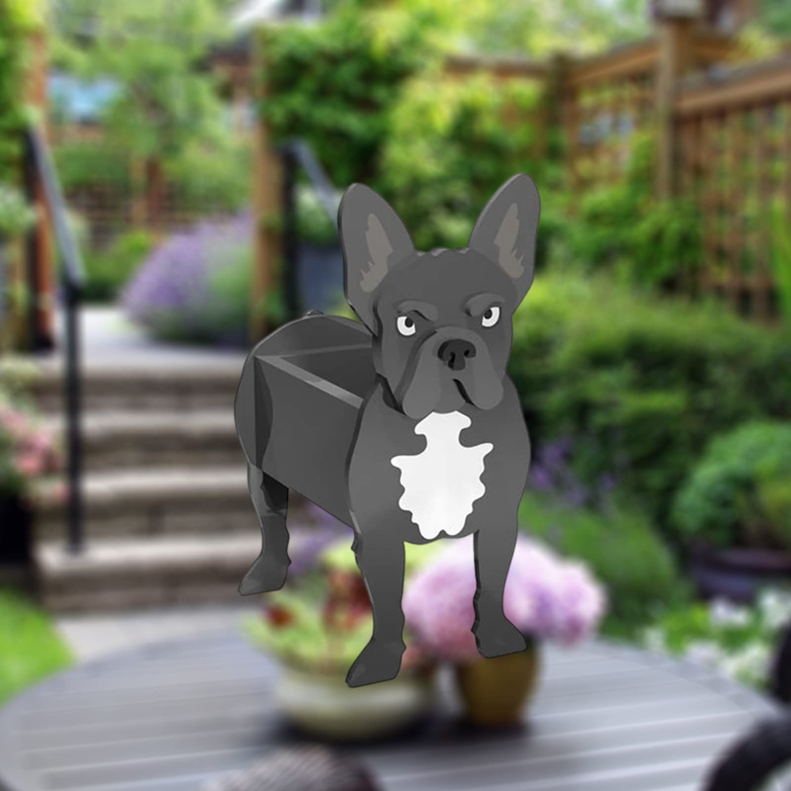 Cute Dog Planters for Outdoor Plants Wooden Animal Shaped Flower Pot Planter Pot Dog Planter Plant Pots for Flower Cactus Dog Succulent Planters Plant Holder Dog Plant Pot,French bulldog,7"x