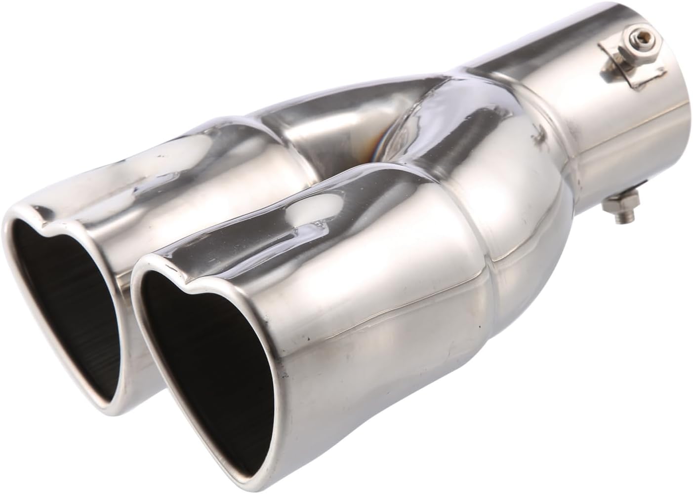 63mm 2.48" Inlet Straight Type Heart Shape Universal Exhaust Pipe Muffler Tip Tailpipe Bolt-On for Car Truck 8.1" Length Stainless Steel Silver Tone Auto Replacement Parts