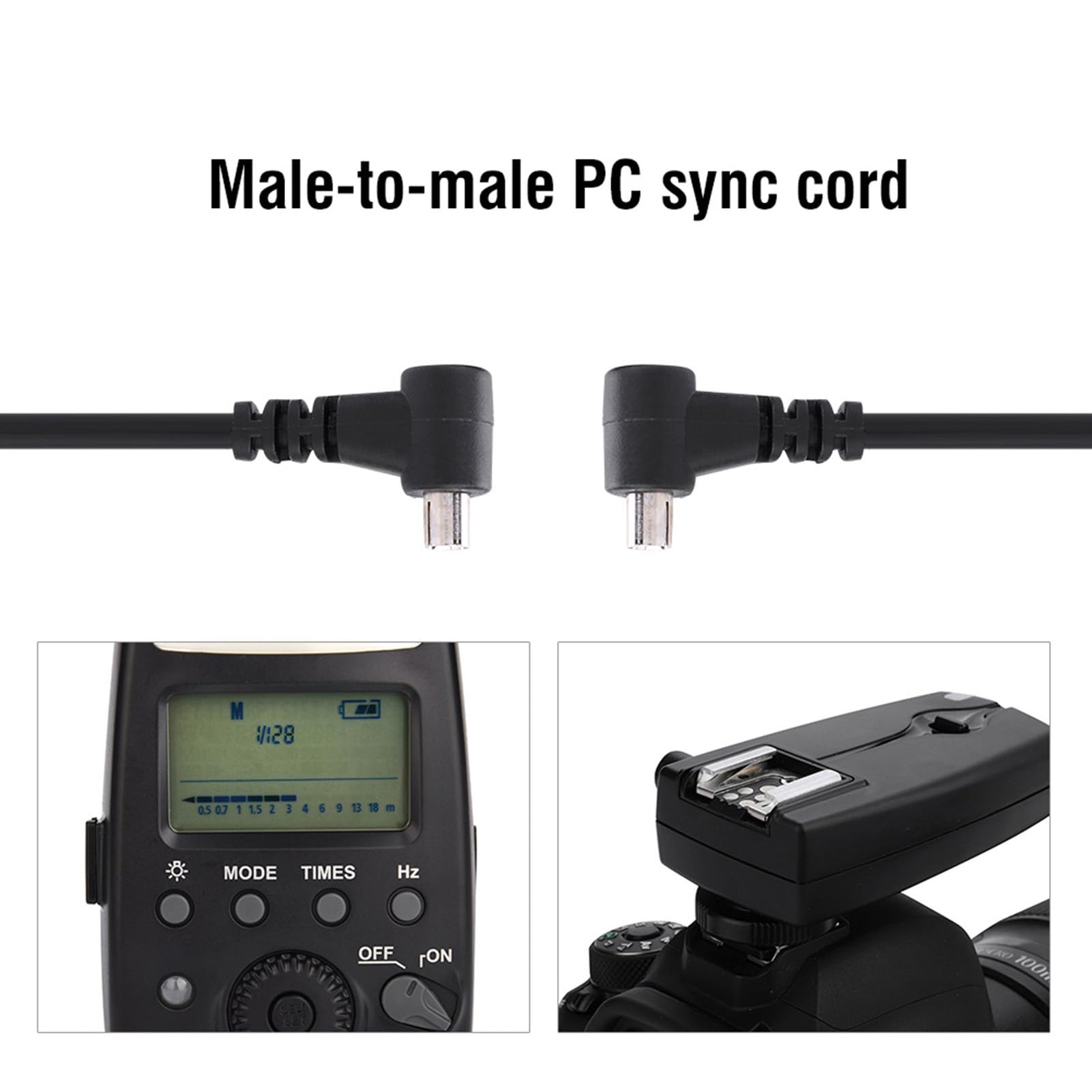 Elerose 12-calowy męski na męski kabel do synchronizacji PC Flash, kabel do synchronizacji, kabel do latarki