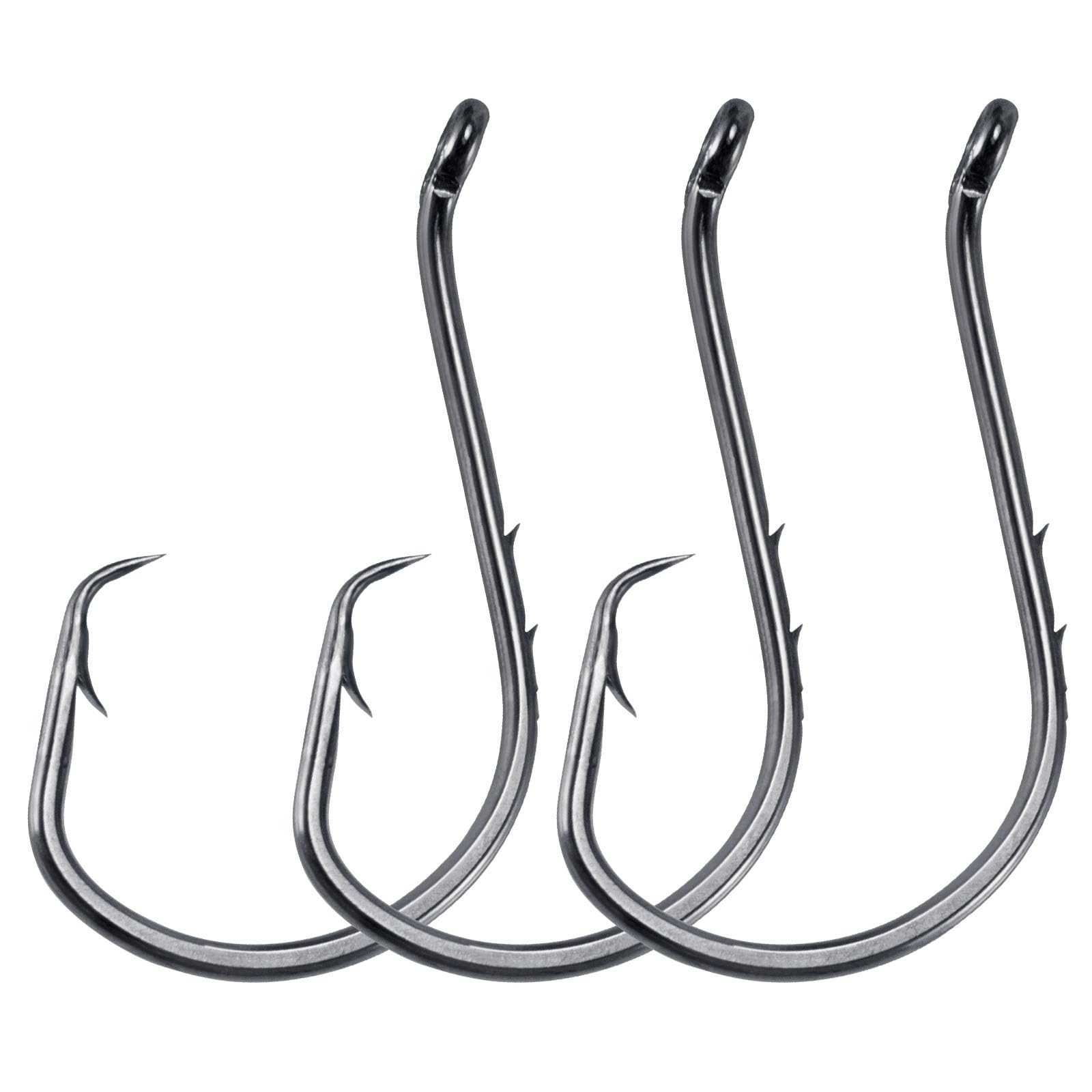 Dr.Fish Confezione da 100 ami da pesca per esche a forma di polpo, offset per acqua salata e d'acqua dolce, spigola, pesce gatto Striper