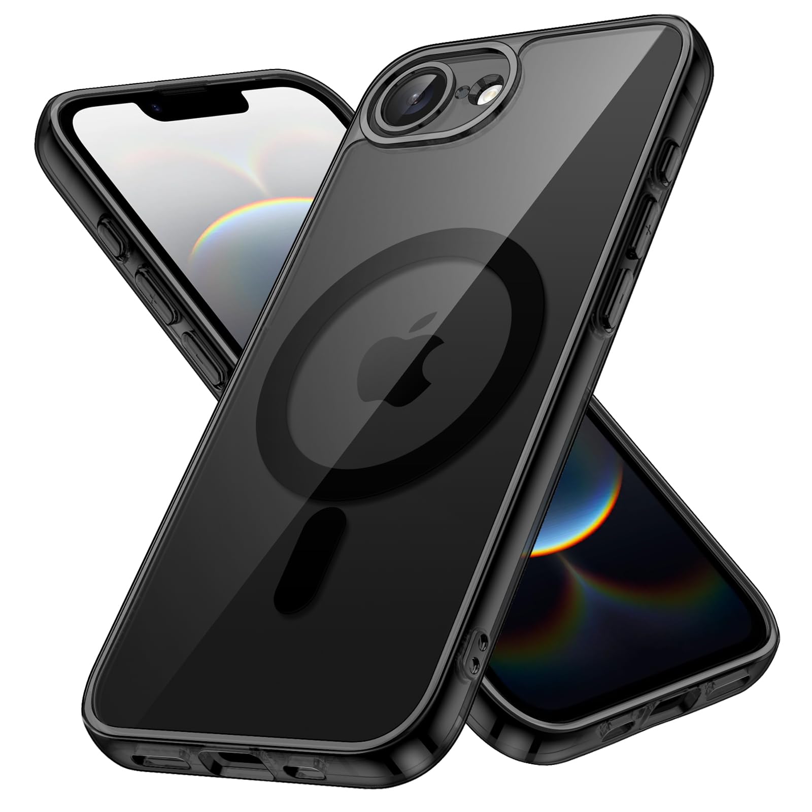 JETech Magnetic Case for iPhone 16e 6.1-Inch 2025 Compatible with MagSafe, Shockproof Phone Bumper Cover, Anti-Scratch Clear Back (Black)