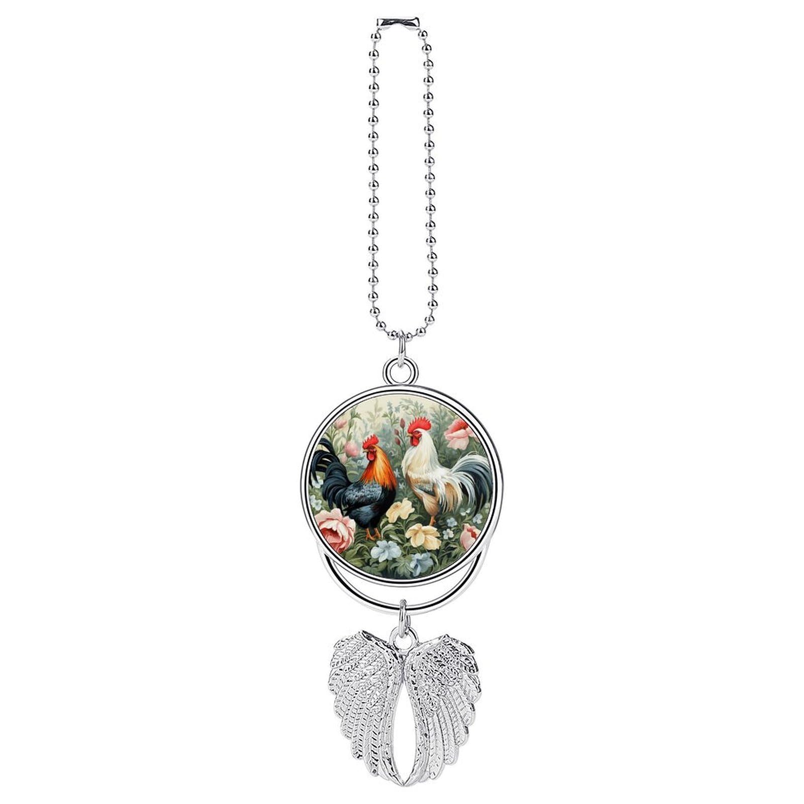 Rooster Car Pendant Personalized Car Hanging Ornament Auto Rear View Mirror Hanging Decoration Accessories Metal Cars Interior Ornament for Most Cars Truck SUV