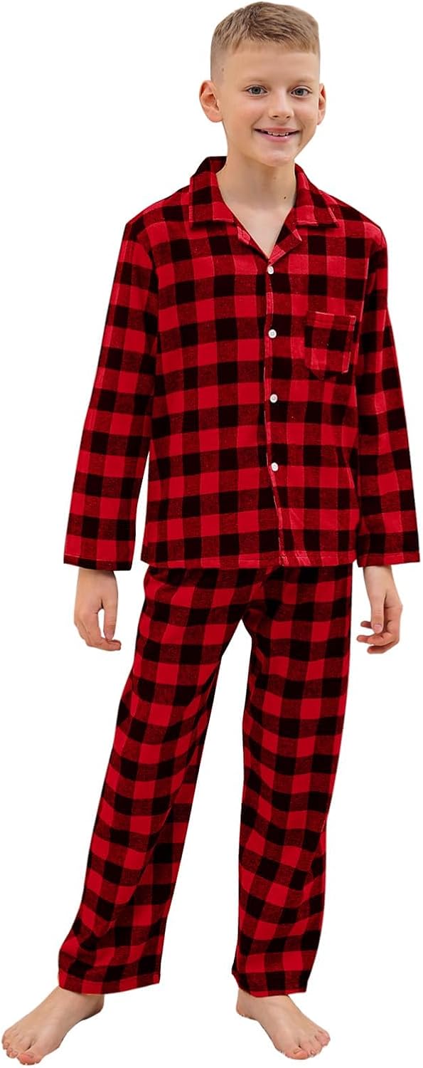 Umeyda Family Christmas Pjs Matching Sets Plaid Pajamas Long Sleeve Holiday Sleepwear Set for Adults Kids - Image 3