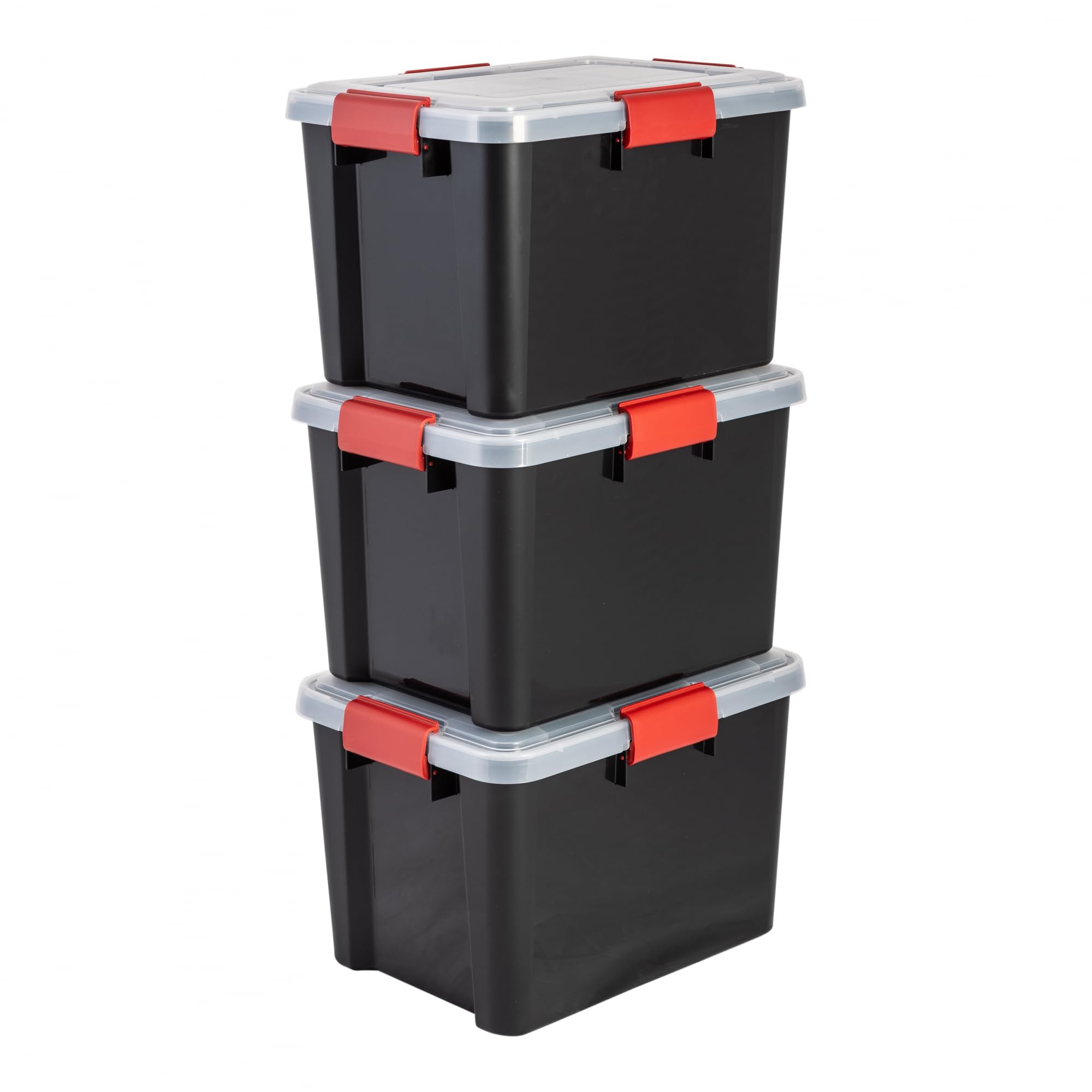 Iris Ohyama Luftdichte Kunststoff-Aufbewahrungsboxen mit Deckels, 20L, 3er-Set, Schwarz, Hermetischer wasserdichter Verschluss, Robuste Schnappverschlüsse, Stapelbar, Staubschutz, BPA-frei, DDAT-SD
