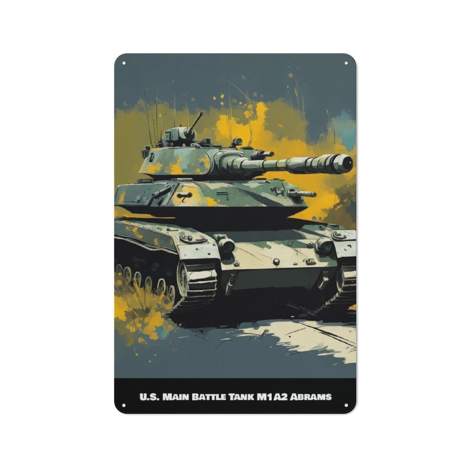 Junmoney Us Tank Metal Plaque 30X20cm With For Hallway Wall, Rustic Decor, For Garage, Workshop And Man Cave Decoration