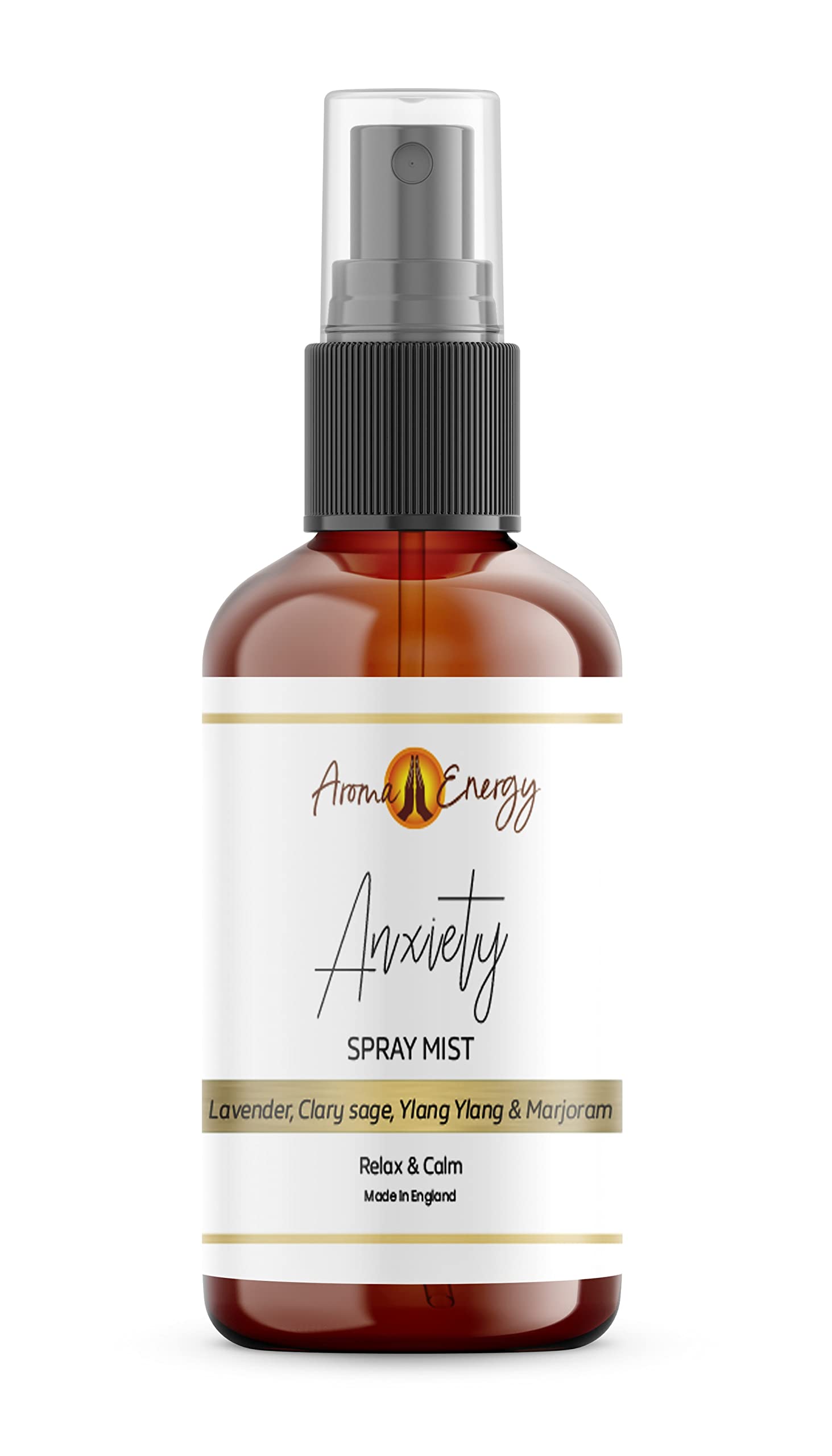 Aroma Energy Anxiety Room Spray 100Ml - Natural Essential Oil Fragrance Mist - Lavender, Ylang Ylang, Clary Sage, Marjoram
