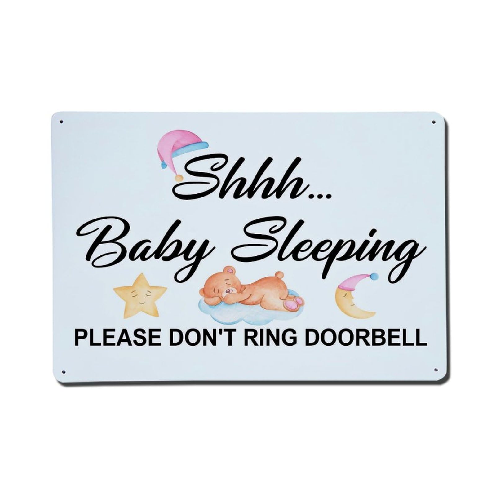 Nestemfo Vintage Shhh Baby Sleeping Please Dont Ring Doorbell Tin Sign Metal Sign, Living Room,Bar, Home, Bedroom Wall Decor,Retro Metal Poster 8X12 Inches
