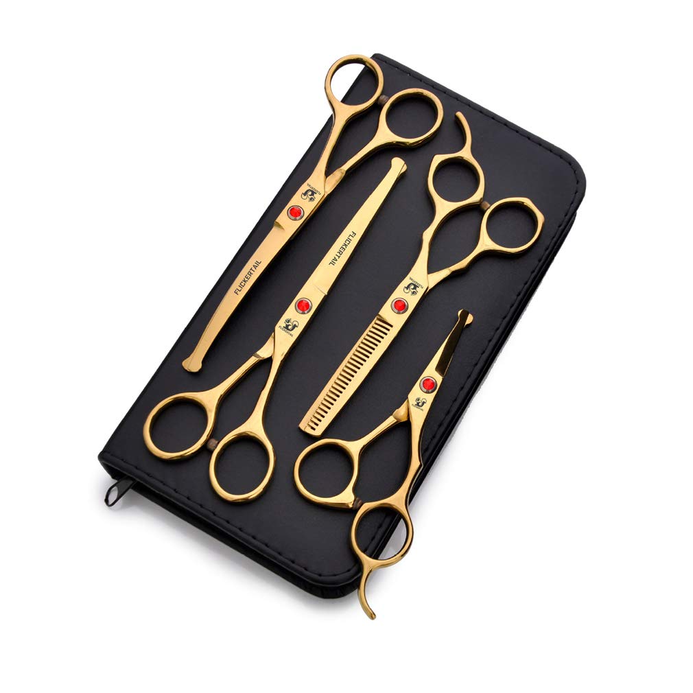 Pet Grooming Forbici Kit, Professionale Governare del Cane Forbici in Acciaio Inox Capelli Utensili per Il Taglio Set, per Pet, Sicurezza Punta Tonda