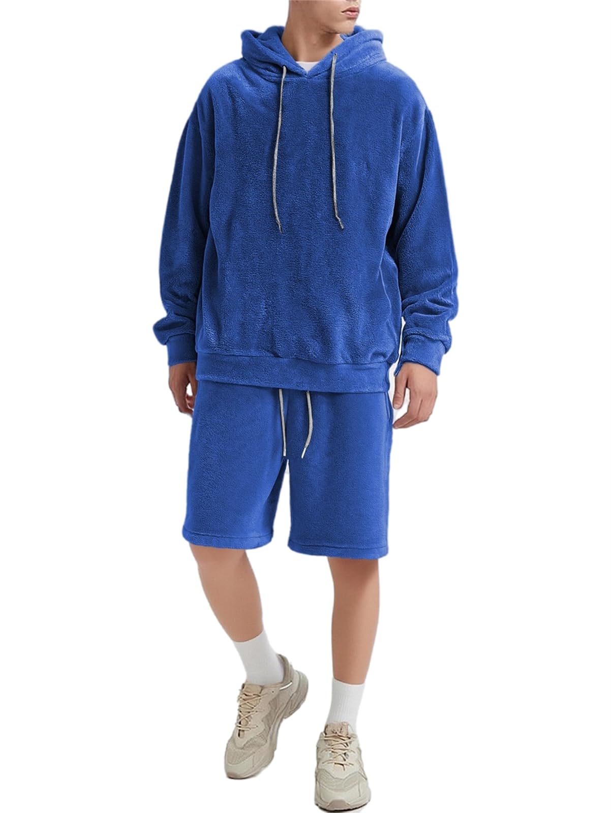 Conjunto de pijama para hombre, de manga larga, forro polar suave, para invierno, cálido, con bolsillos