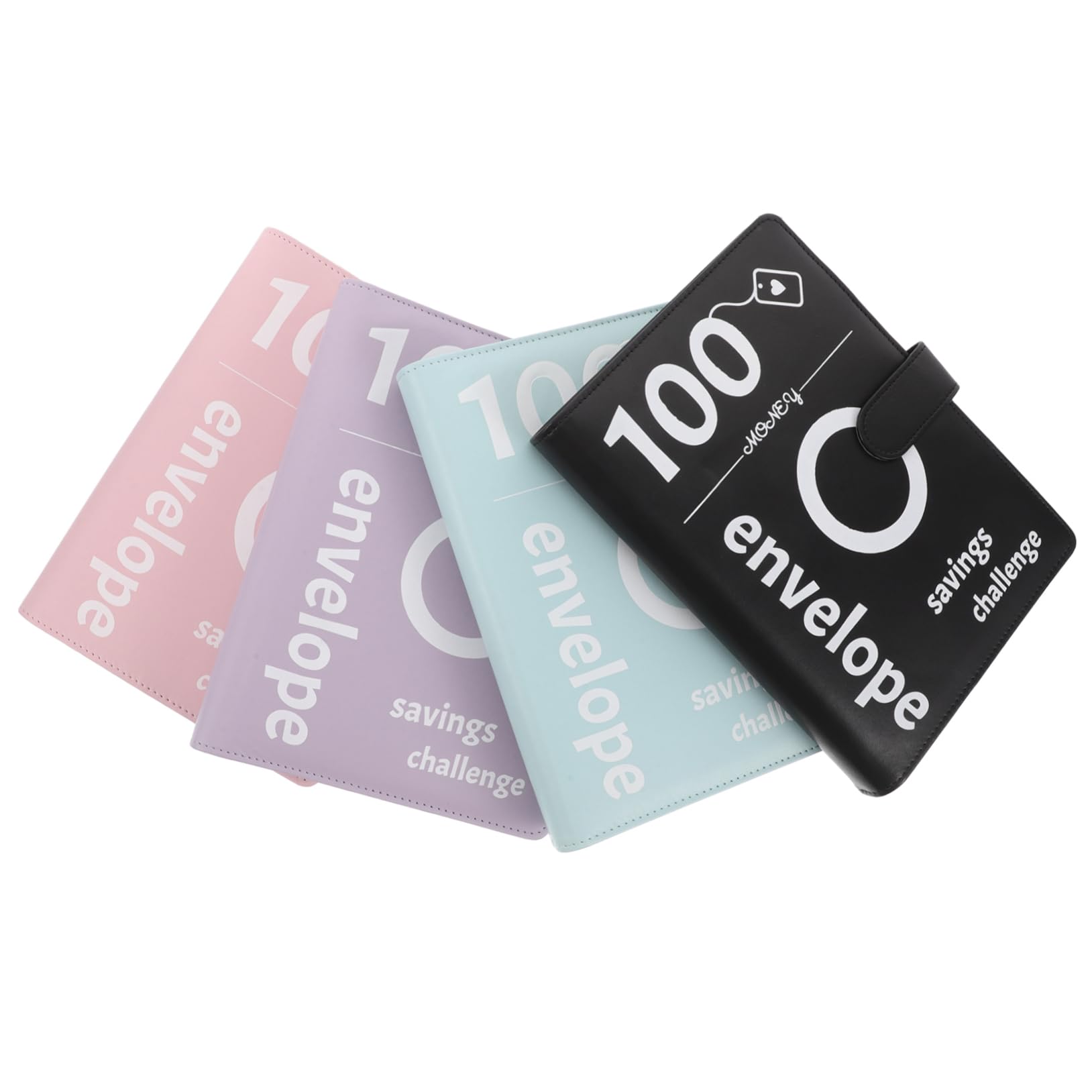 Quaderno ad Anelli Challenge Risparmio Denaro 4 Set Pu | Buste Trasparenti per Contanti, Accessori in Plastico e Metallo, Design Elegante per Coppie