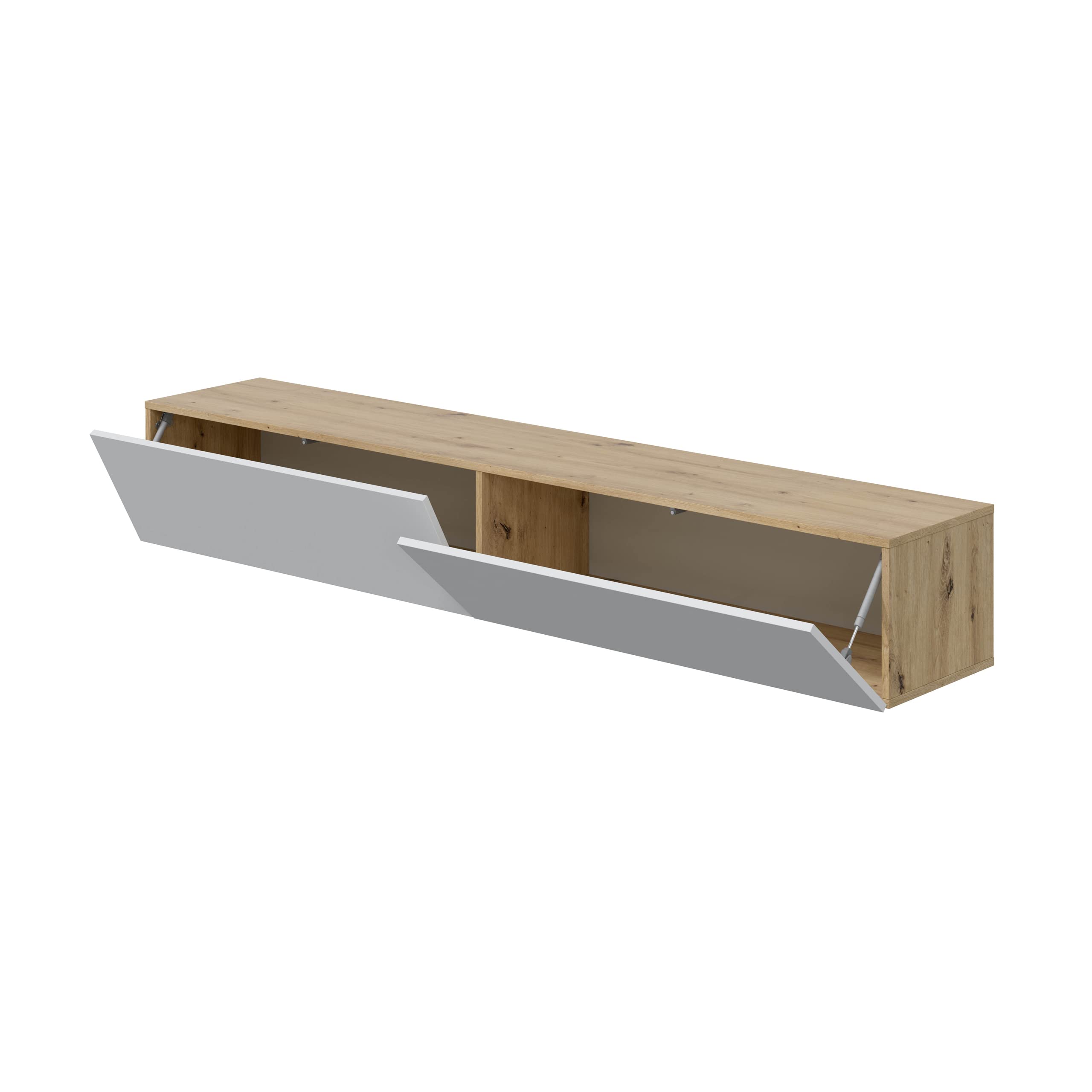 Homely - Mueble de TV de diseño Moderno de Pared KAWAY, Tablero de partículas melaminizado Color Blanco artik y Roble nodi, de 180x34,5x28 cm