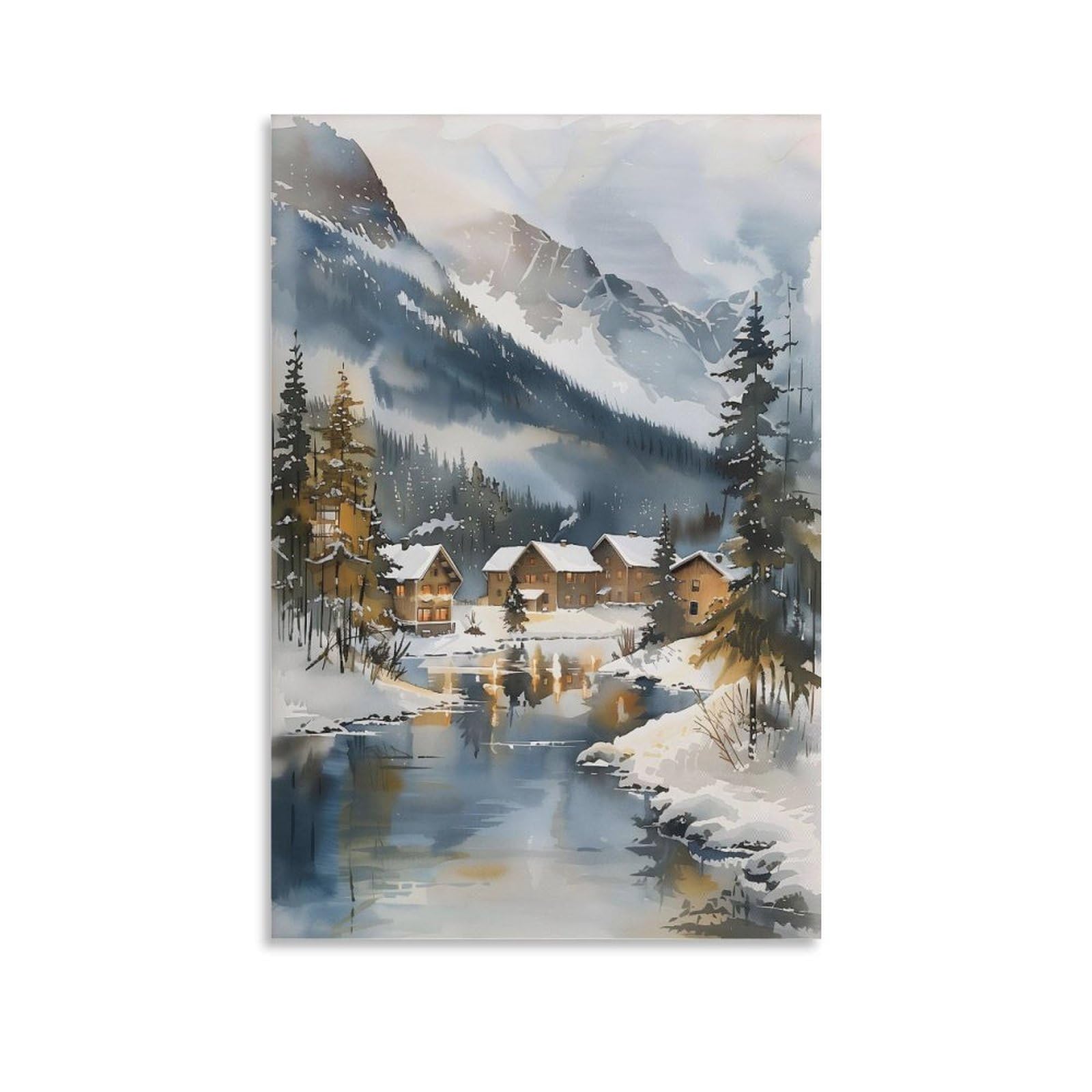 Amazon.com: ZJLAMZ Lapland Watercolor Painting Finland Wall Art