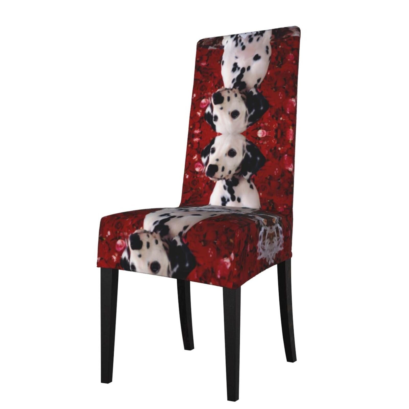 Yyhwhjde Black Dalmatian Puppy Prints Dining Chair Throw Covers - Stretchable Spandex Slipcovers For Chair Protection & Refreshing Your Dining Room