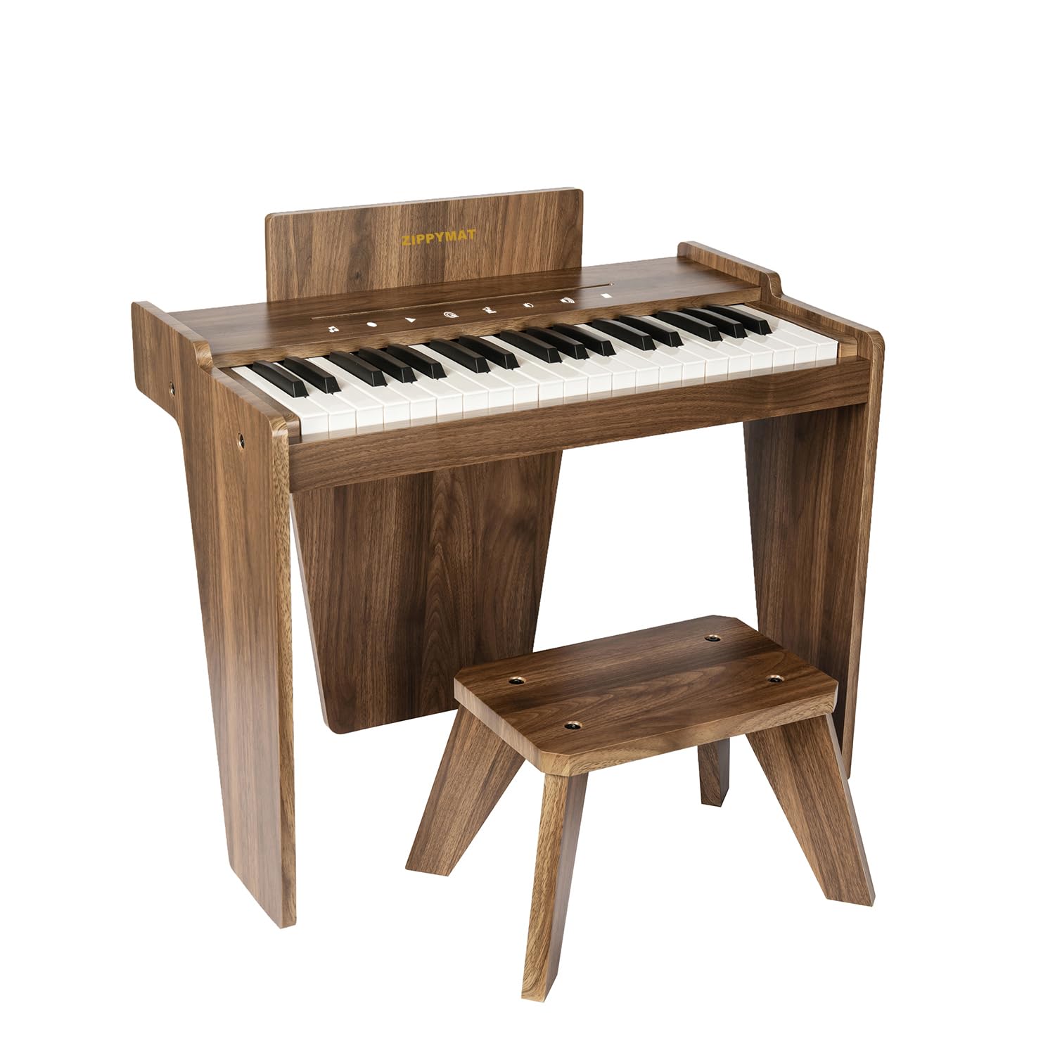 ZIPPY MAT Kids Piano Keyboard, 37 Keys Digital Piano for Kids, Music Educational Instrument, Wooden Toy for Toddlers Girls Boys (Walnut Plus)