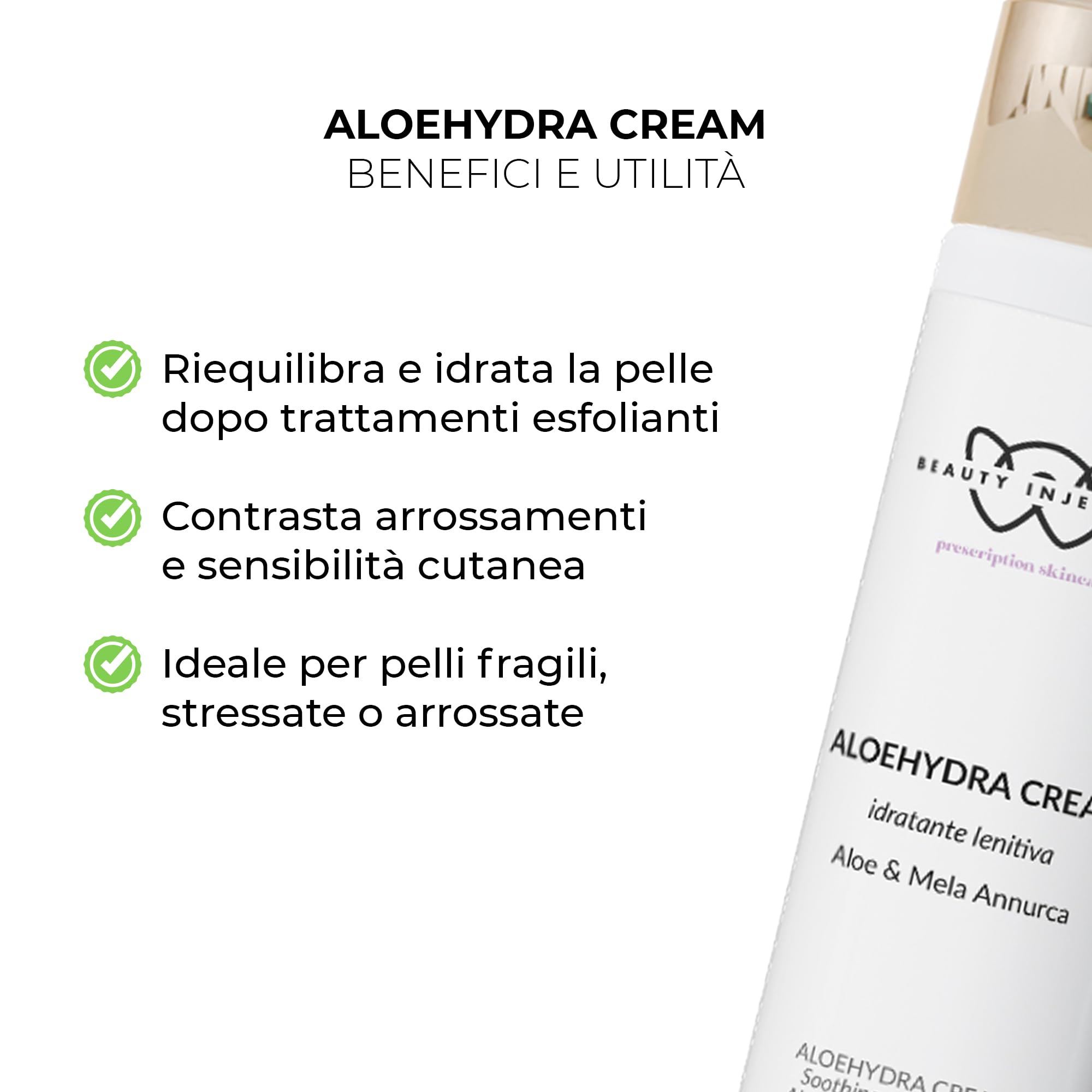 Wikirose Aloehydra Cream Crema Viso Idratante Lenitiva, con Aloe Vera, Niacinamide, Estratto di Mela, per Pelle Sensibile e Disidratata, Azione Riequilibrante e Protettiva, 50 ml