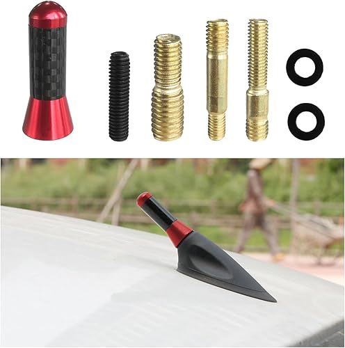 Antena corta para automóvil, repuesto de antena de fibra de carbono de 1.37 pulgadas con tornillo de aluminio, mini antena aérea rechoncha,