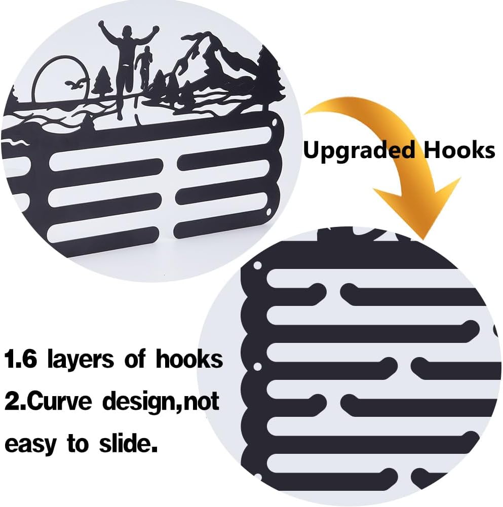 SUPERDANT Medal Hanger Display Sports Medal Holder Award Metal Medal Organizer Ribbon Rack Wall Mounted Race Non-Slip Hooks for Athletes Gifts for Athletes and Kids