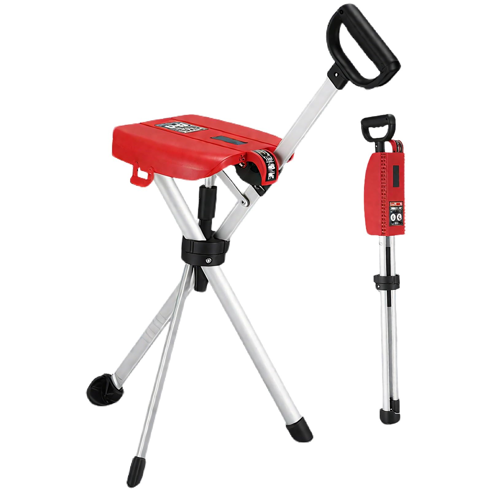 Baston Silla Plegable de Aleación de Aluminio con Asiento Plegable Ligero y Portátil con Asiento Antideslizante Estable para Personas Mayores