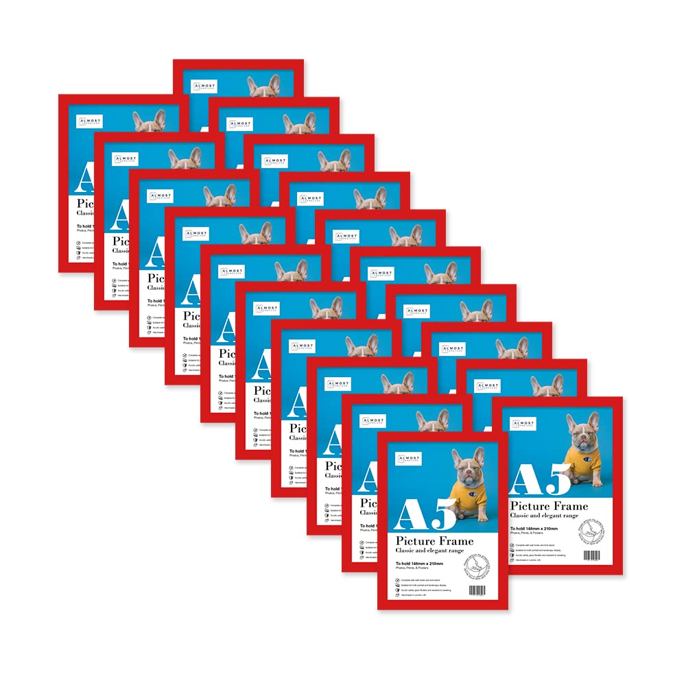 Almost Frameless A5 Red Picture Frame Set of 20, Display A5 Picture Gallery Wall, Poster, Photo, Artwork, or Print, Red โ image 1
